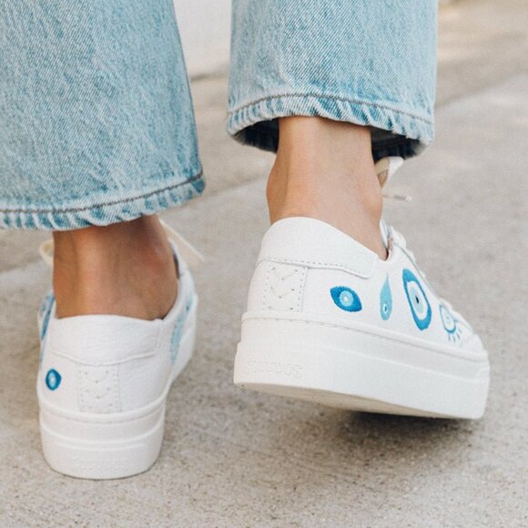 NEW SOLUDOS Leather Ibiza Platform Sneakers white for women 254 5M2T - Picture 5 of 12